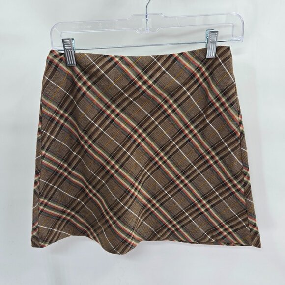 Princess Polly Brown Plaid Darwin Back Zipper Mini Skirt 6 - Picture 1 of 6